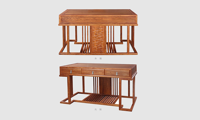 多文镇 别墅中式家居书房装修实木书桌效果图